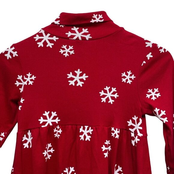 Gymboree Girls Holiday Dress Size 9  Red Snowflake Long Sleeve Cotton Turtleneck - Picture 3 of 8